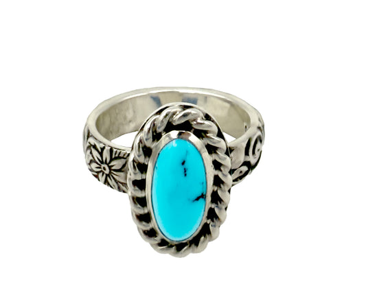 Sleeping Beauty Flower Shank Ring-Jewelry-Shane Hendren-Sorrel Sky Gallery