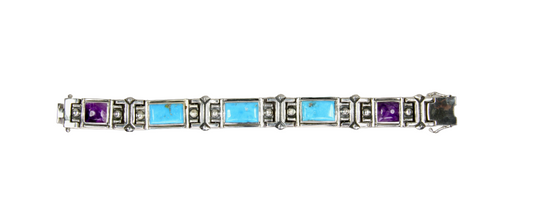 Sugilite and Blue Gem Link Bracelet-Jewelry-Shreve Saville-Sorrel Sky Gallery