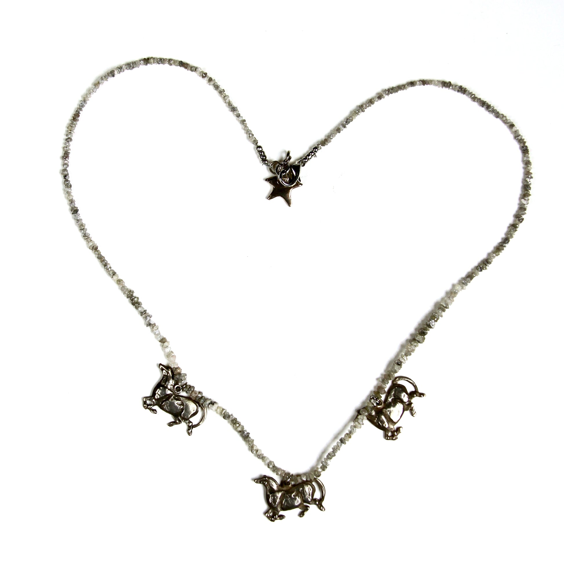 Raw Diamond Necklace w/ Sterling Silver Mares-Jewelry-Star Liana York-Sorrel Sky Gallery
