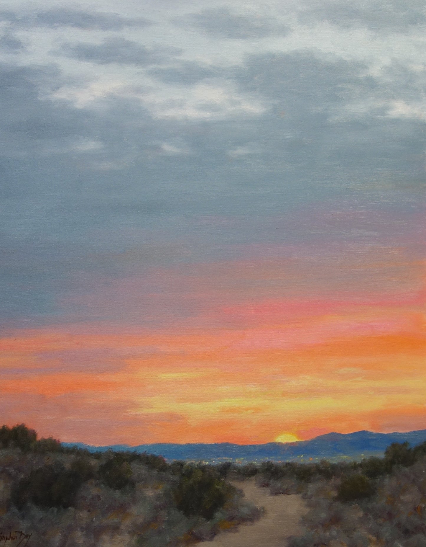 Sunrise and City Lights-Painting-Stephen Day-Sorrel Sky Gallery