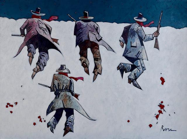 Blood on the Snow; Death of Charlie Bowdre-Painting-Thom Ross-Sorrel Sky Gallery