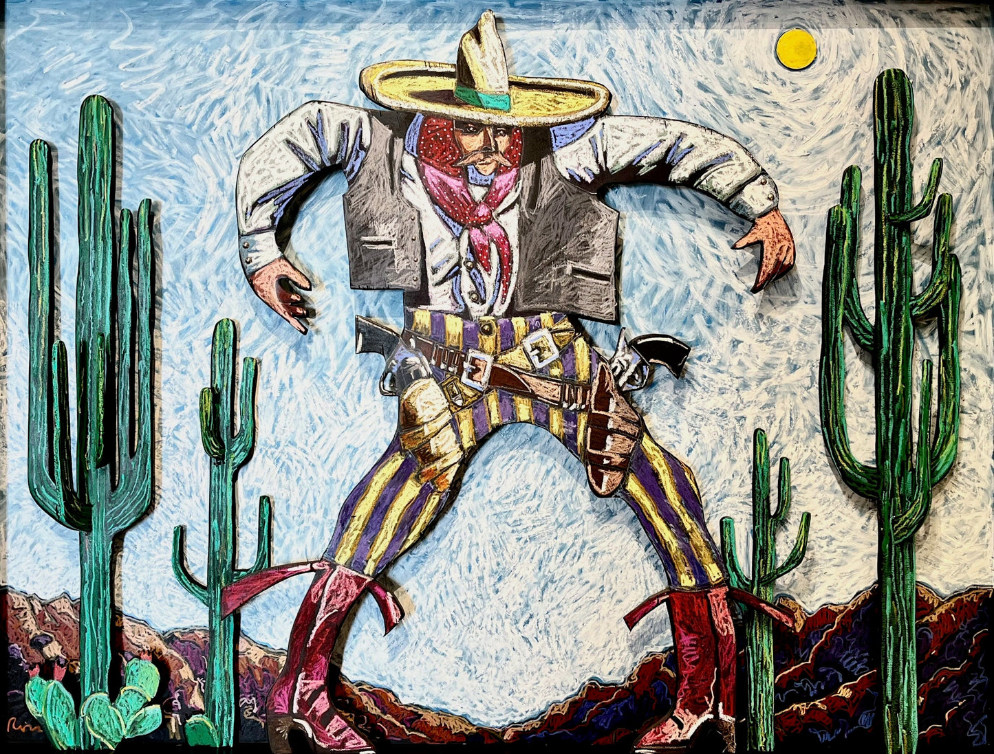 Gunfighter with Cactus-Painting-Thom Ross-Sorrel Sky Gallery