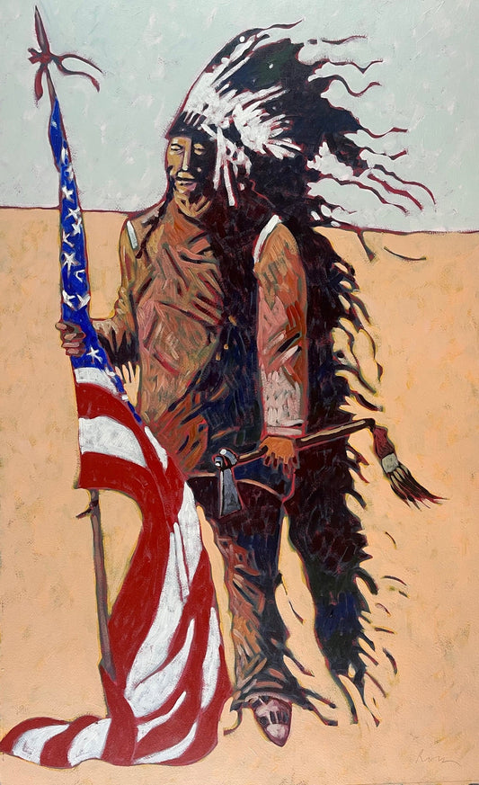 Red Cloud and American Flag-Painting-Thom Ross-Sorrel Sky Gallery