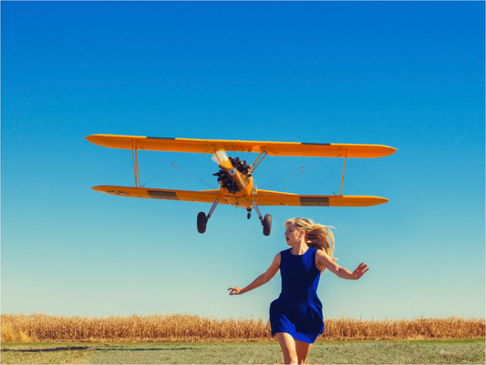 Girl Running From Plane-Photographic Print-Tyler Shields-Sorrel Sky Gallery