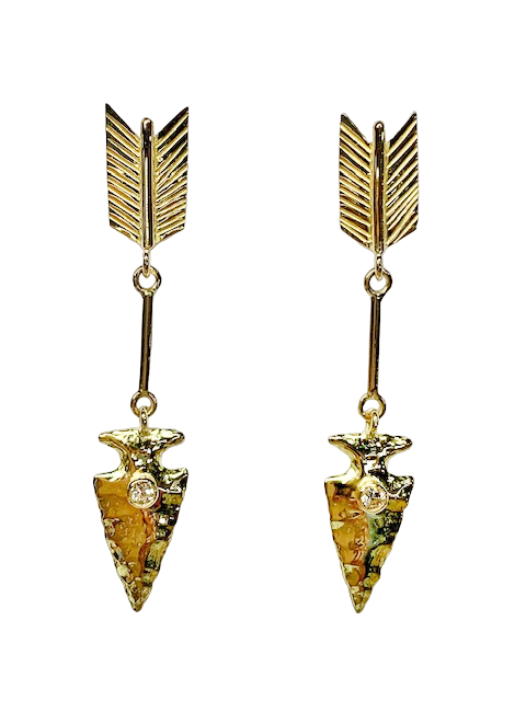 18K Gold Diamond Arrow Earrings-Jewelry-Victoria Adams-Sorrel Sky Gallery
