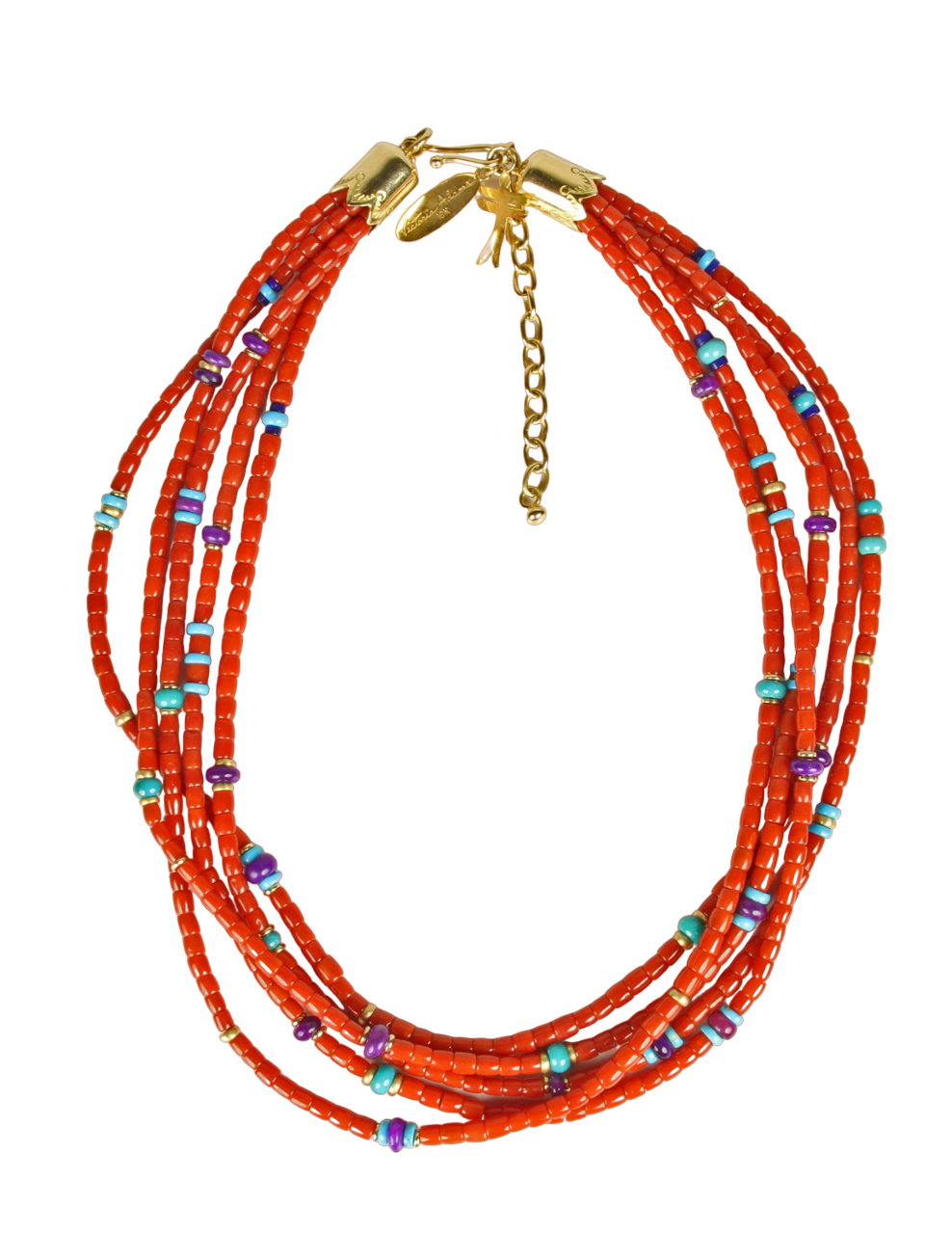 5 Strand Mediterranean Coral Necklace-Jewelry-Victoria Adams-Sorrel Sky Gallery