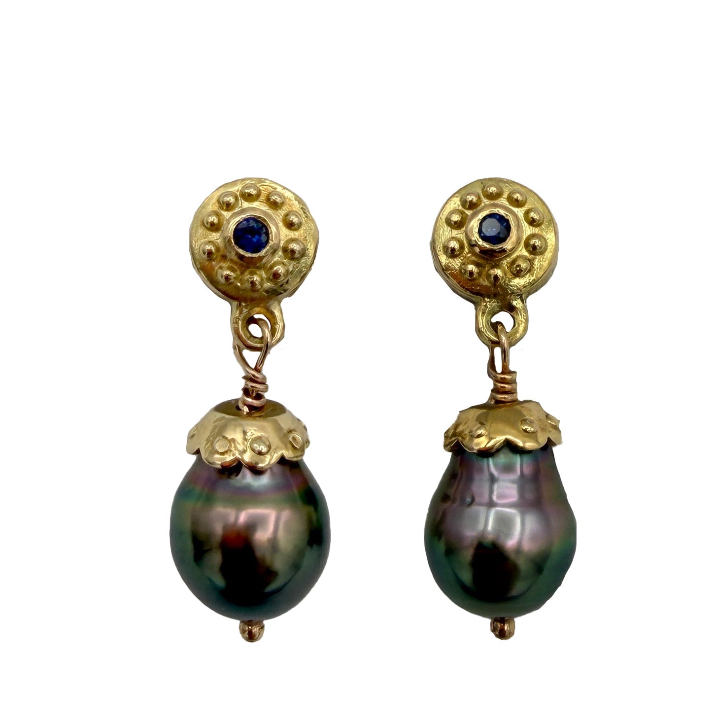 Pearl Sapphire Earrings-Jewelry-Victoria Adams-Sorrel Sky Gallery