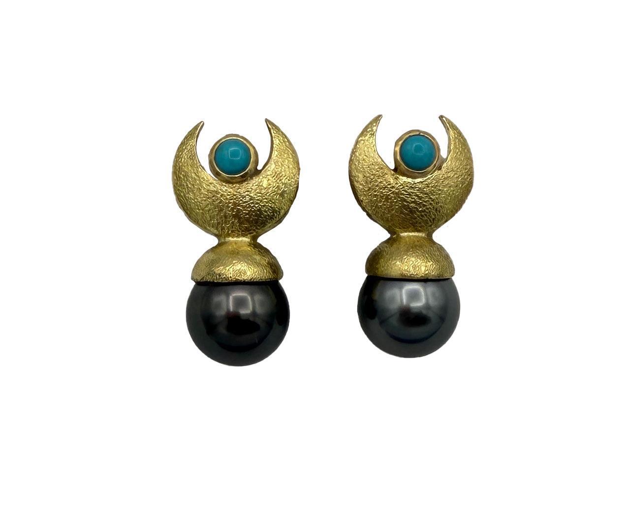 Tahitian Pearl New Moon Earrings-Jewelry-Victoria Adams-Sorrel Sky Gallery