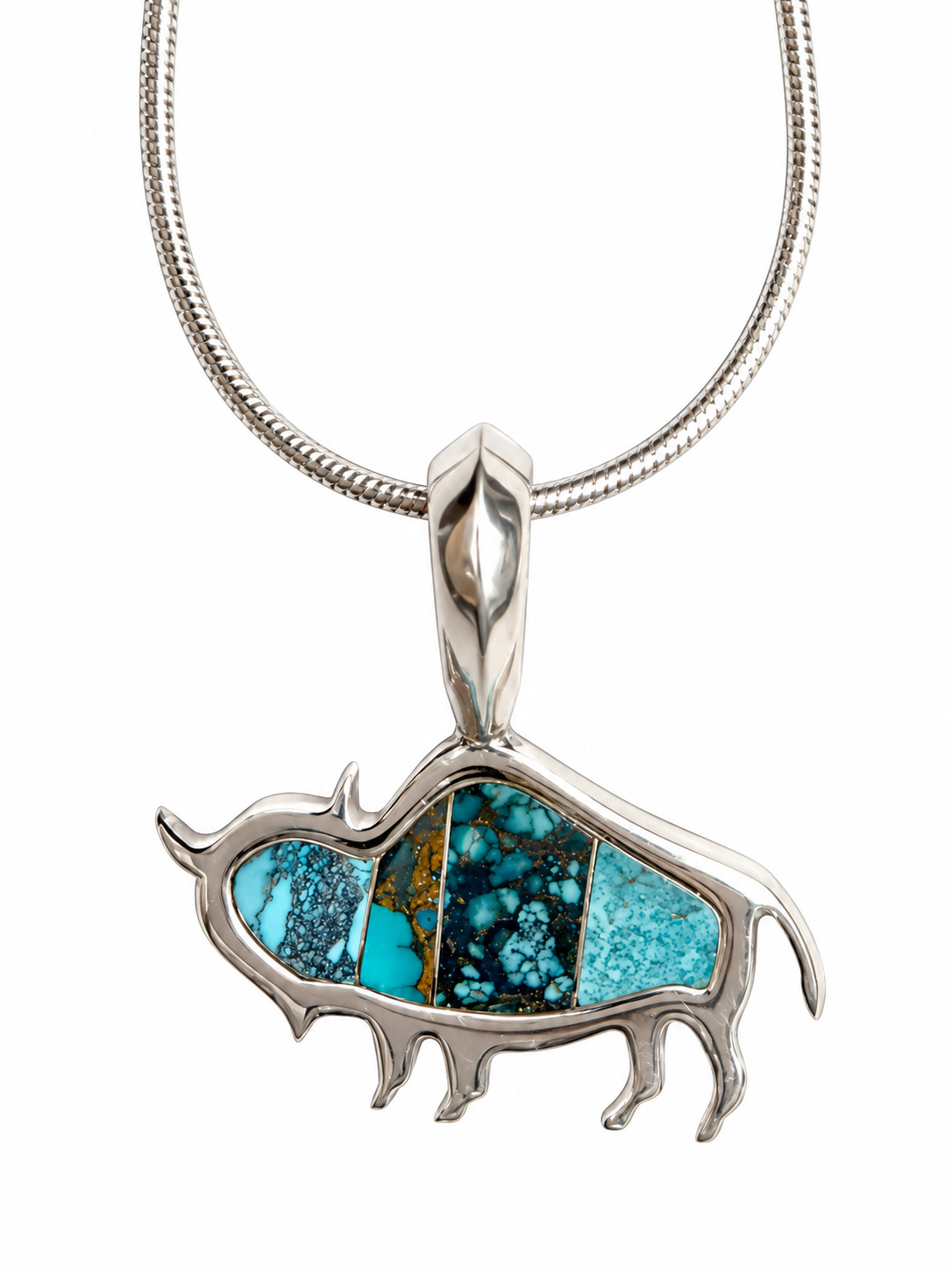 Buffalo Pendant (Turquoise)-Jewelry-Ben Nighthorse-Sorrel Sky Gallery