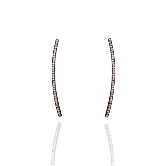 Champagne Diamond Long Curved Earrings