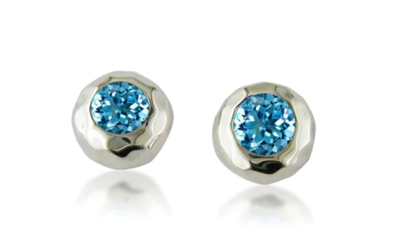 Blue Topaz Ripple Stud Earrings-Jewelry-Zina Sterling-Sorrel Sky Gallery