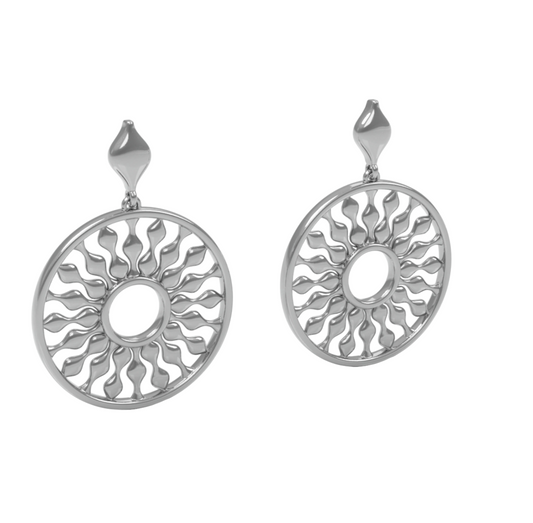 Radial Pattern Round Earrings-Jewelry-Zina Sterling-Sorrel Sky Gallery