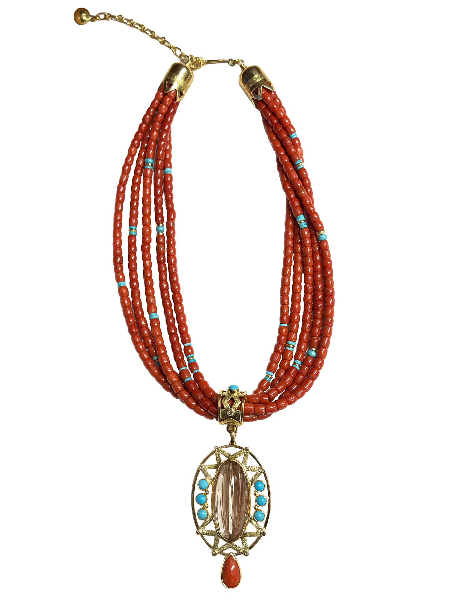 Sleeping Beauty and Coral Necklace-Jewelry-Victoria Adams-Sorrel Sky Gallery