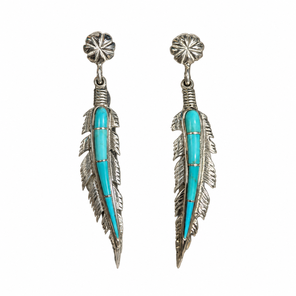 Large Feather Earrings-Jewelry-Ben Nighthorse-Sorrel Sky Gallery