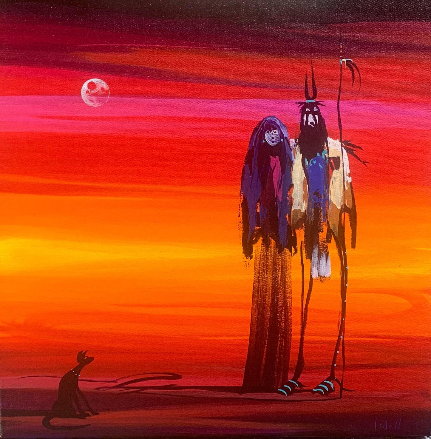 Full Moon Cat-Painting-Arlene LaDell Hayes-Sorrel Sky Gallery