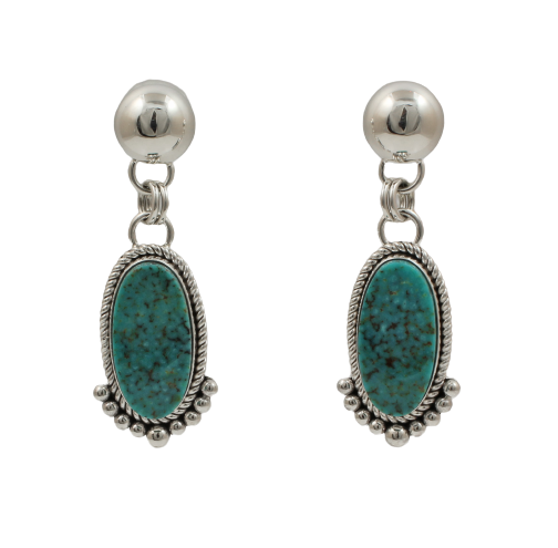 Kingman Turquoise Drop Earrings-Jewelry-Artie Yellowhorse-Sorrel Sky Gallery