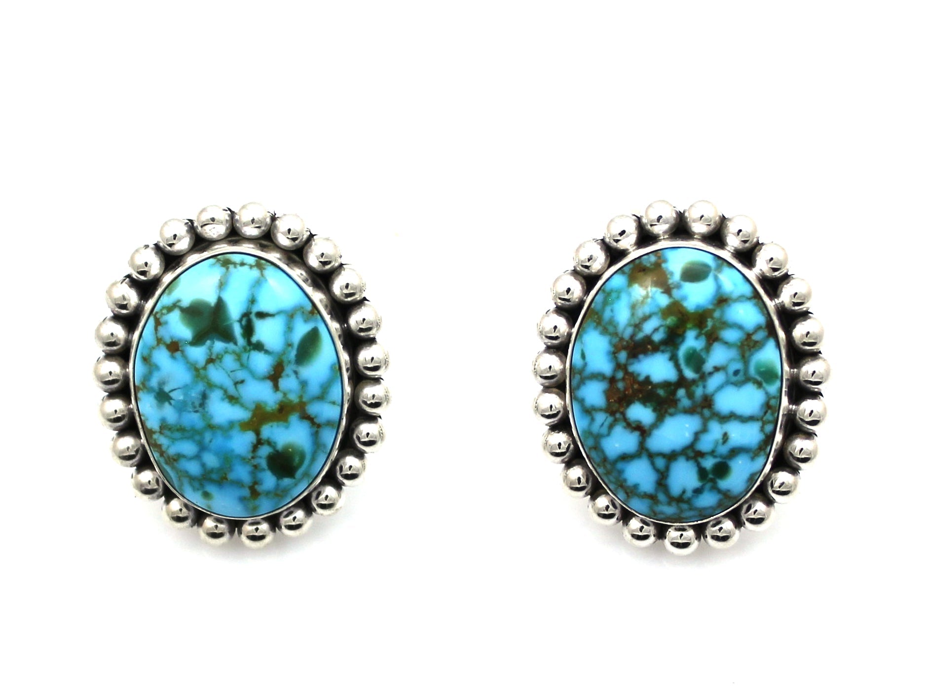 Kingman Turquoise Earrings-Jewelry-Artie Yellowhorse-Sorrel Sky Gallery
