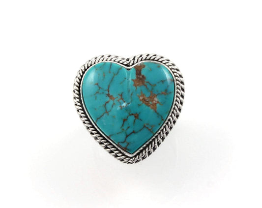 Kingman Turquoise Heart Ring-Jewelry-Artie Yellowhorse-Sorrel Sky Gallery