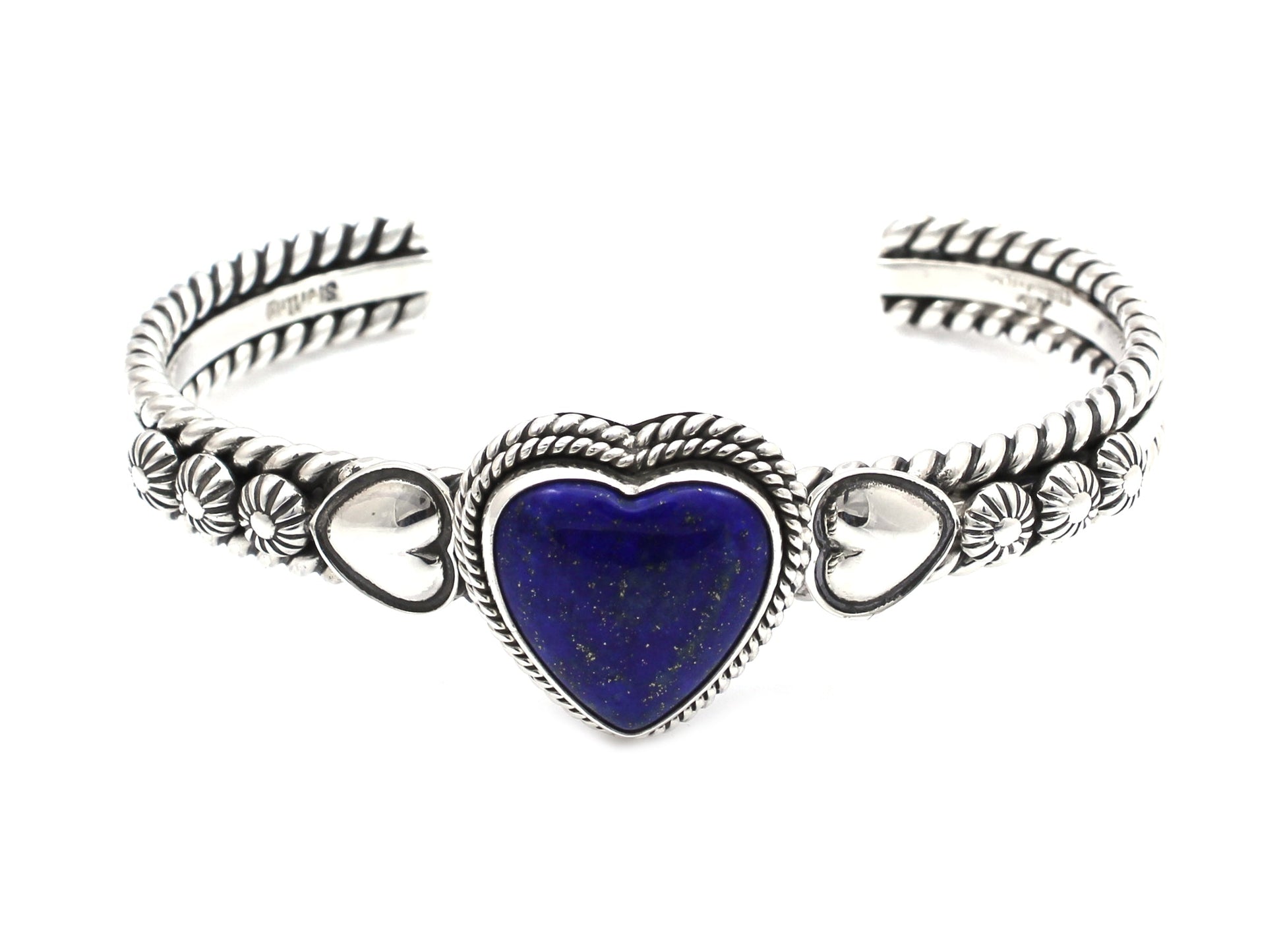Lapis Heart Cuff Bracelet-Jewelry-Artie Yellowhorse-Sorrel Sky Gallery