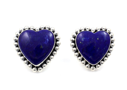 Lapis Heart Earrings-Jewelry-Artie Yellowhorse-Sorrel Sky Gallery