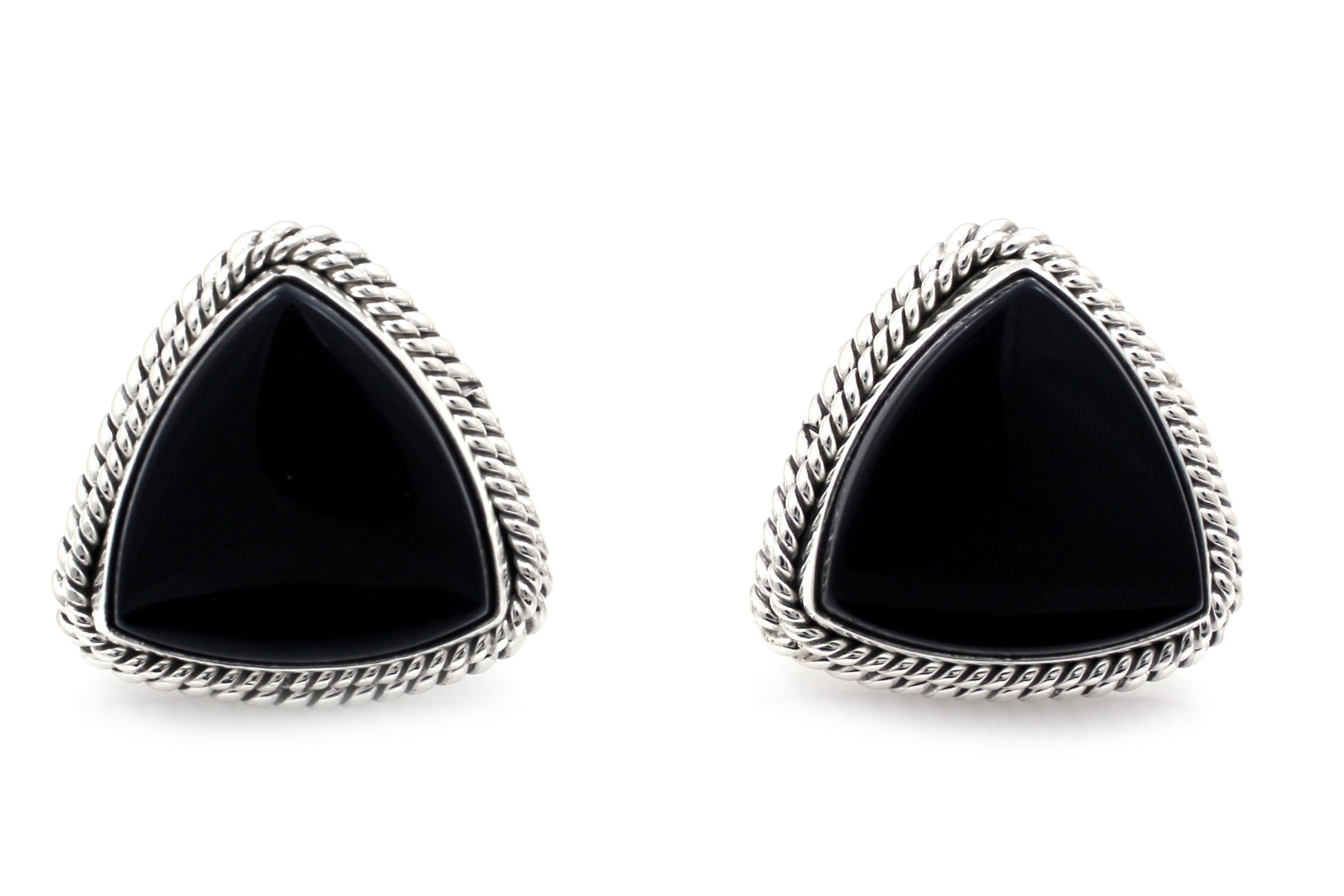 Onyx Triangle Earrings-Jewelry-Artie Yellowhorse-Sorrel Sky Gallery