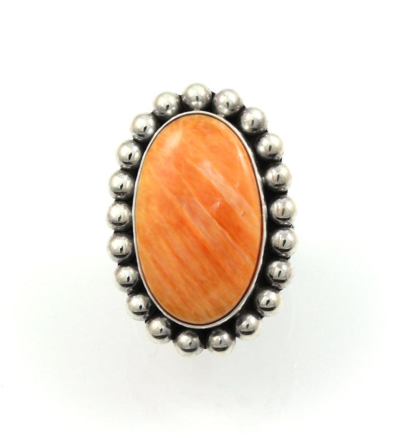 Orange Spiny Oyster Bead Ring-Jewelry-Artie Yellowhorse-Sorrel Sky Gallery