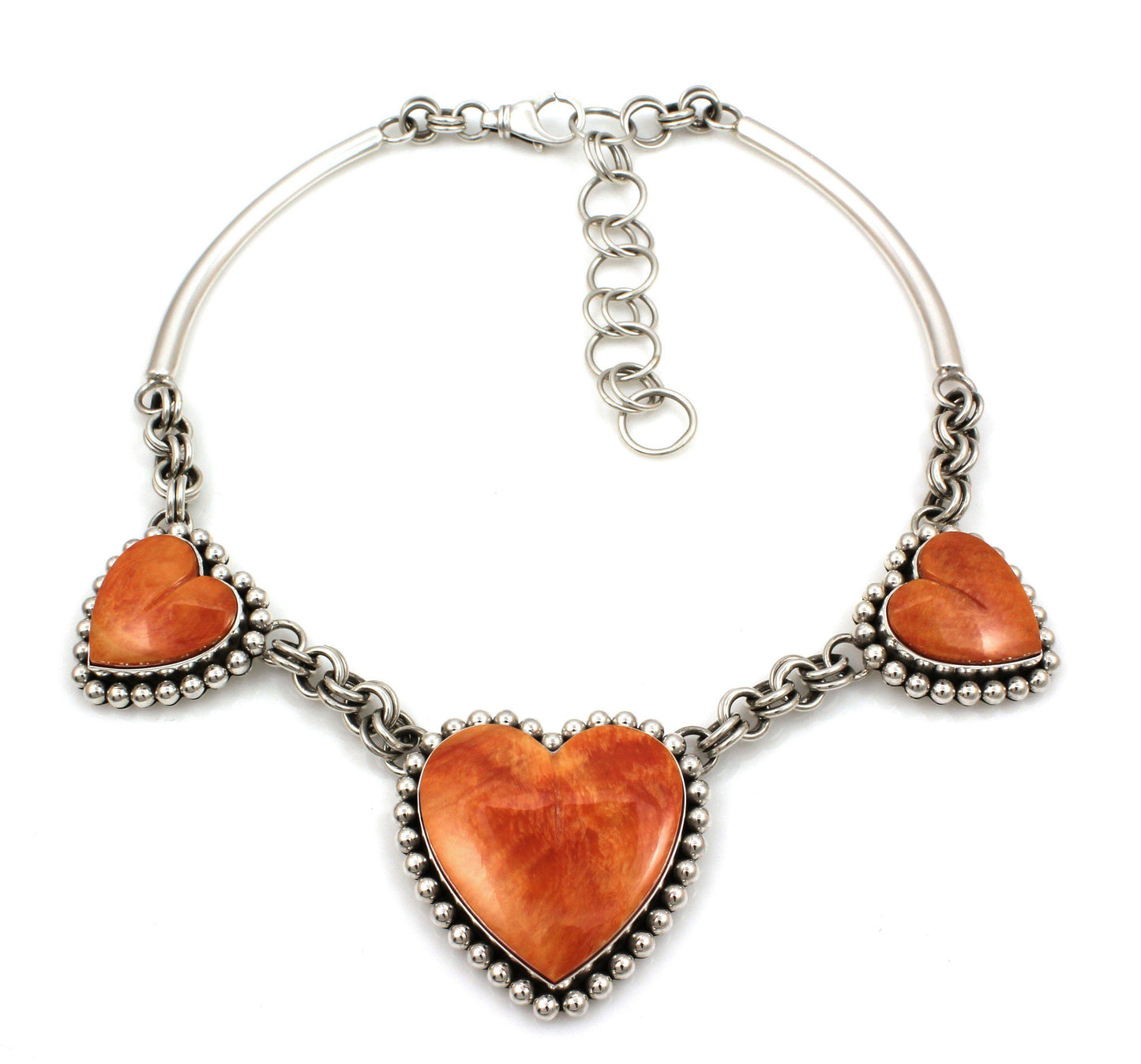 Orange Spiny Oyster Heart Necklace-Jewelry-Artie Yellowhorse-Sorrel Sky Gallery