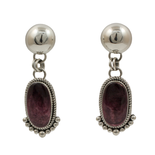 Purple Spiny Oyster Drop Earrings-Jewelry-Artie Yellowhorse-Sorrel Sky Gallery