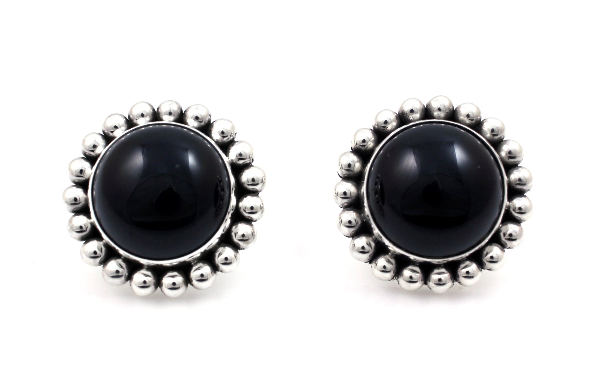 Round Black Onyx Earrings-Jewelry-Artie Yellowhorse-Sorrel Sky Gallery