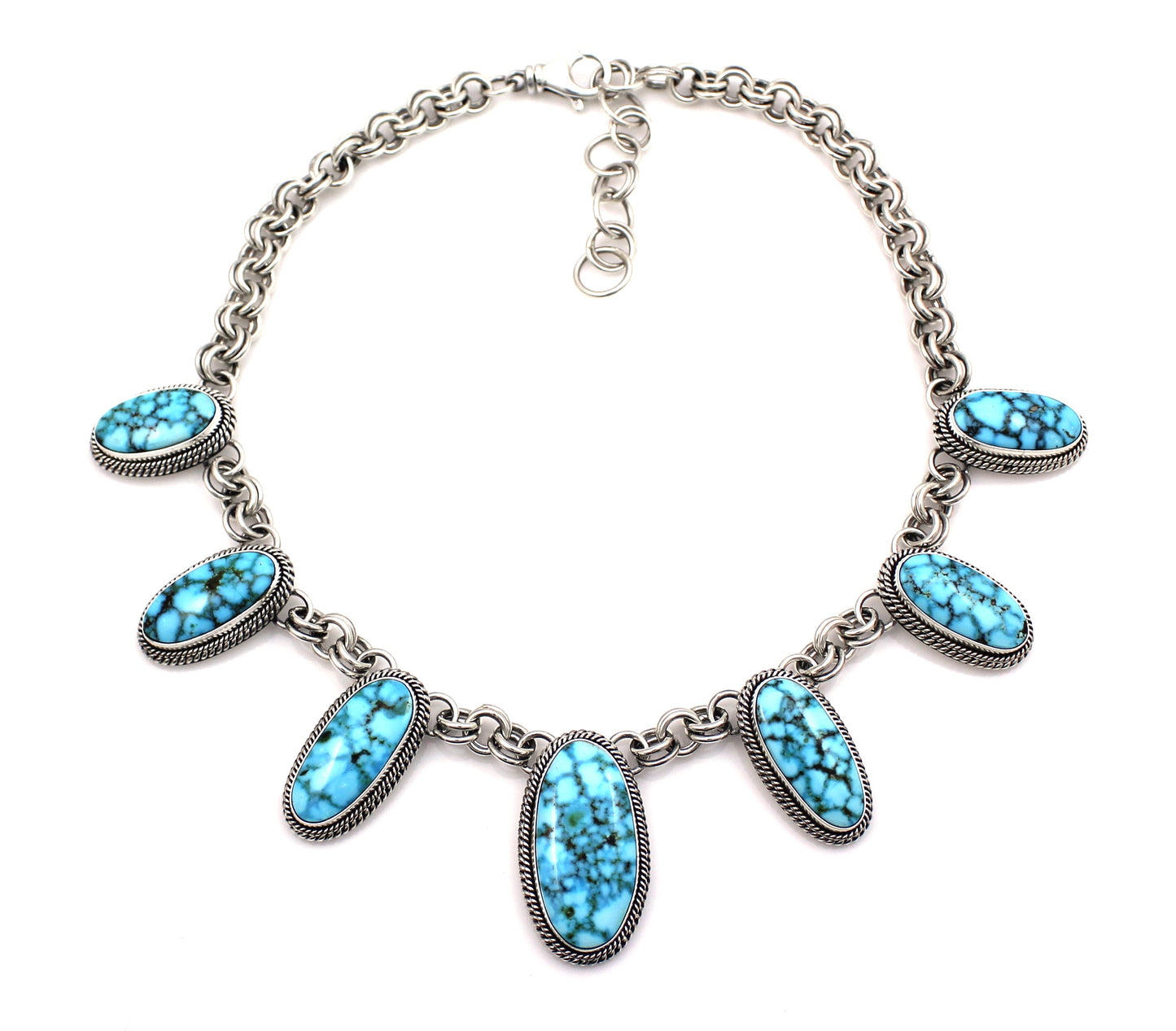 Seven Stone Kingman Turquoise Necklace-Jewelry-Artie Yellowhorse-Sorrel Sky Gallery