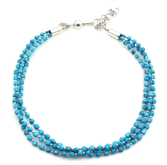Sleeping Beauty Turquoise 3 Strand Necklace-Jewelry-Artie Yellowhorse-Sorrel Sky Gallery