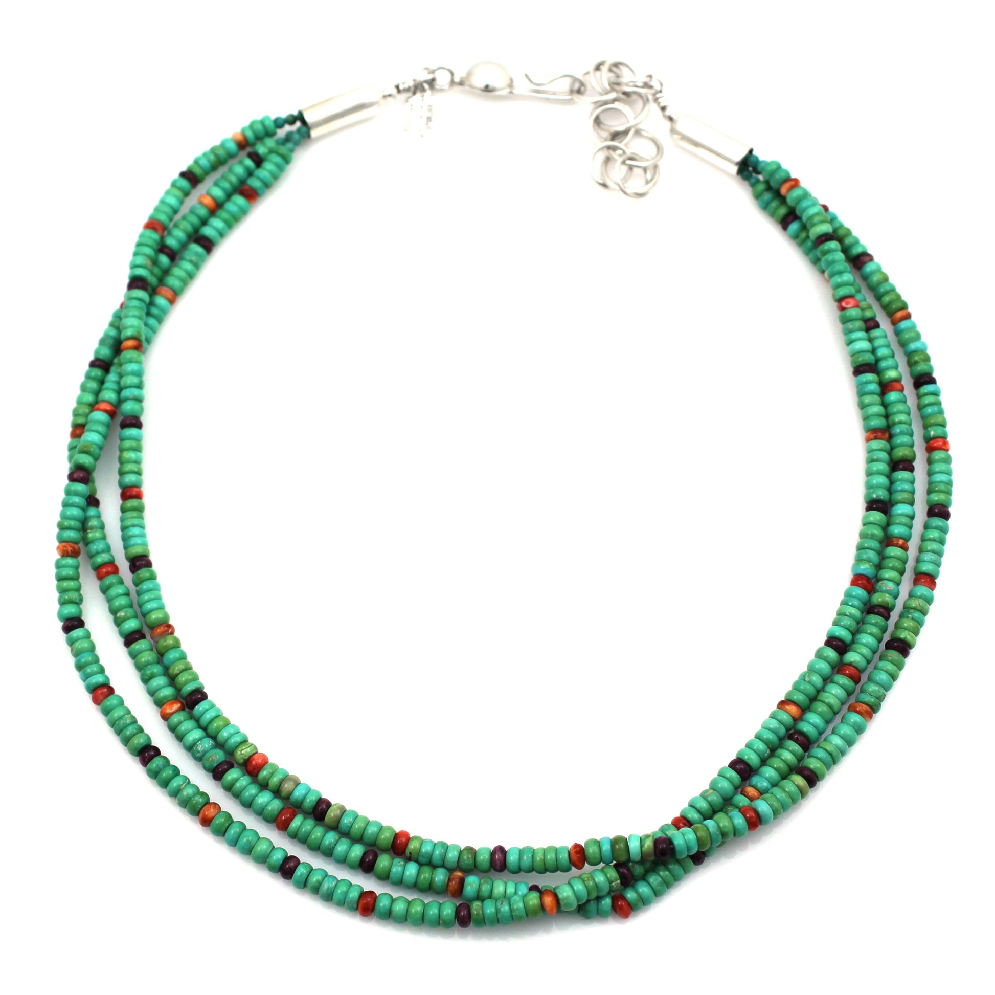 Three Strand Emerald Valley Turquoise Necklace-Jewelry-Artie Yellowhorse-Sorrel Sky Gallery