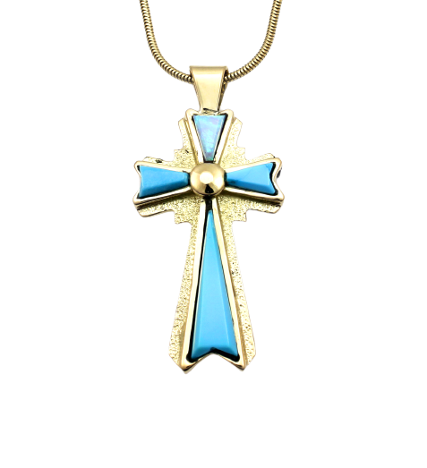 Inlaid Cross Pendant-Jewelry-Ben Nighthorse-Sorrel Sky Gallery