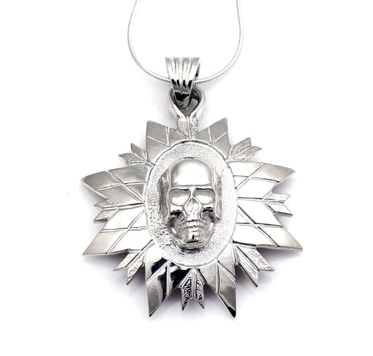 Skull, Feathers and Spears Pendant-jewelry-Ben Nighthorse-Sorrel Sky Gallery
