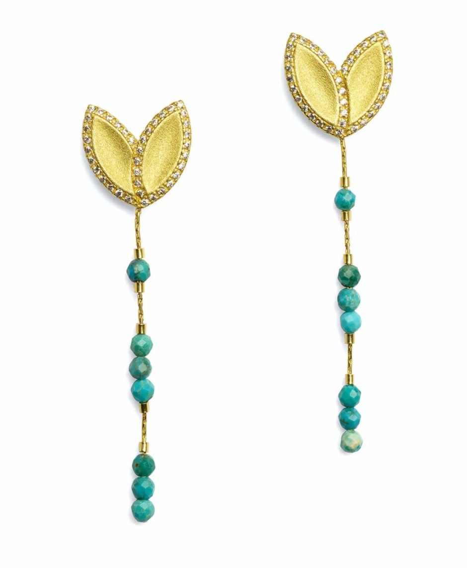 Turquoise Navendi Earrings-Jewelry-Bernd Wolf-Sorrel Sky Gallery