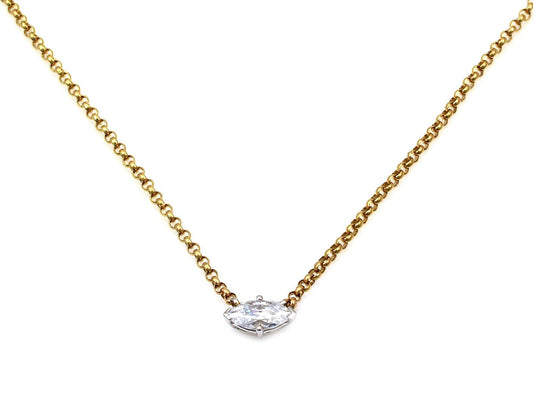 14K Gold Marquise Necklace-Jewelry-Cherie Dori-Sorrel Sky Gallery