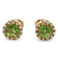 Gold Peridot and Diamonds Stud Earrings