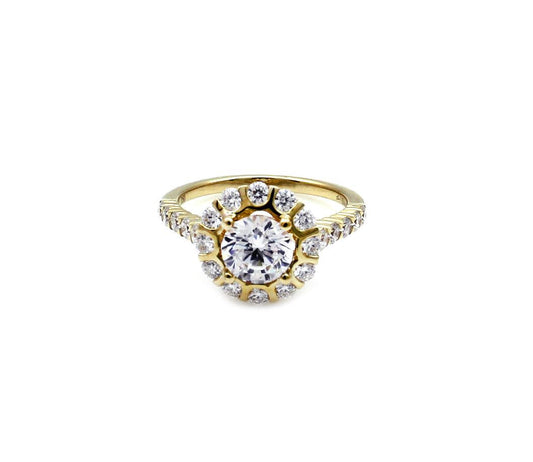 Round Halo Yellow Gold Ring-Jewelry-Cherie Dori-Sorrel Sky Gallery