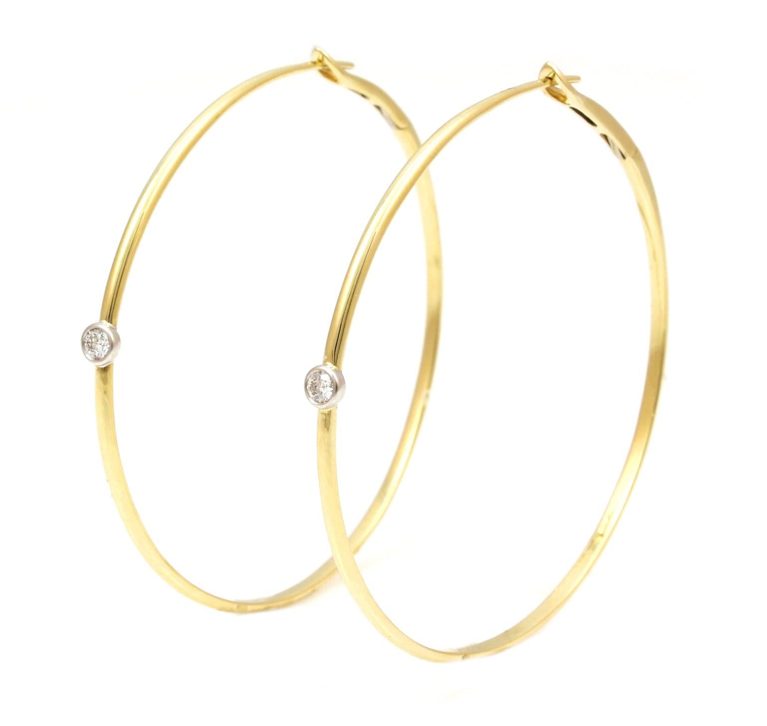 Single Diamond Large Hoop Earrings-Jewelry-Cherie Dori-Sorrel Sky Gallery