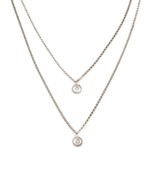 Two Chain Solitaire Necklace-Jewelry-Cherie Dori-Sorrel Sky Gallery