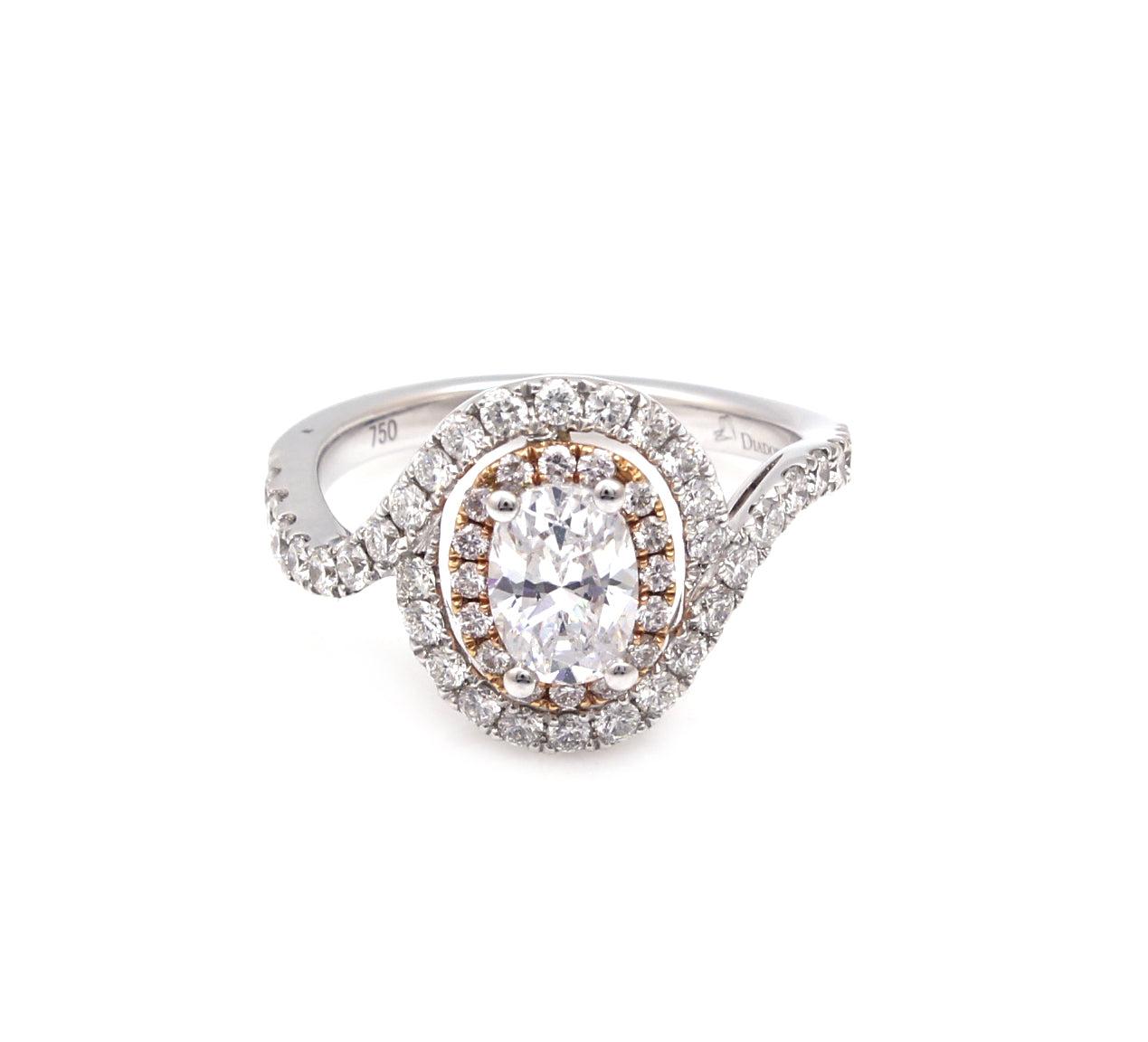 Two Tone Double Halo Ring