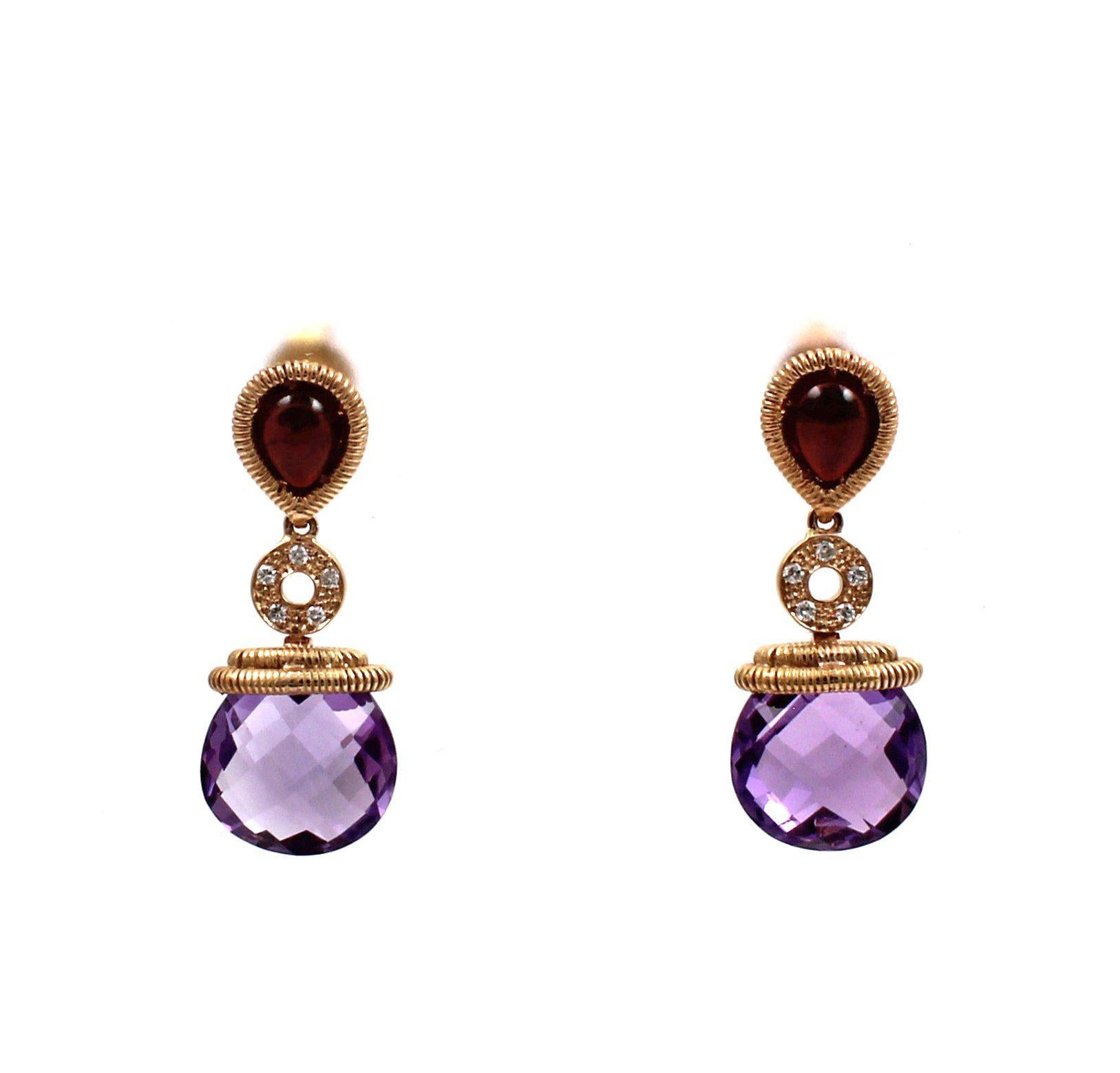 Amethyst and Garnet Drop Earrings-jewelry-Cherie Dori-Sorrel Sky Gallery