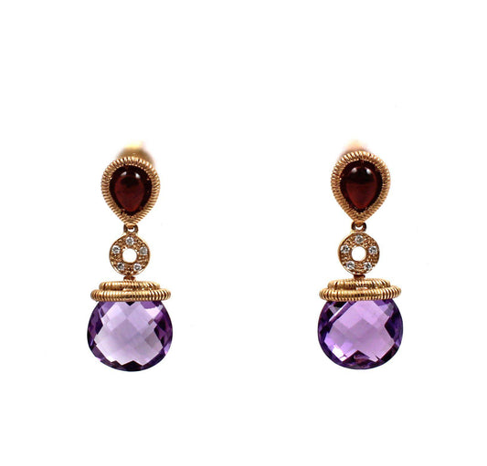 Amethyst and Garnet Drop Earrings-jewelry-Cherie Dori-Sorrel Sky Gallery