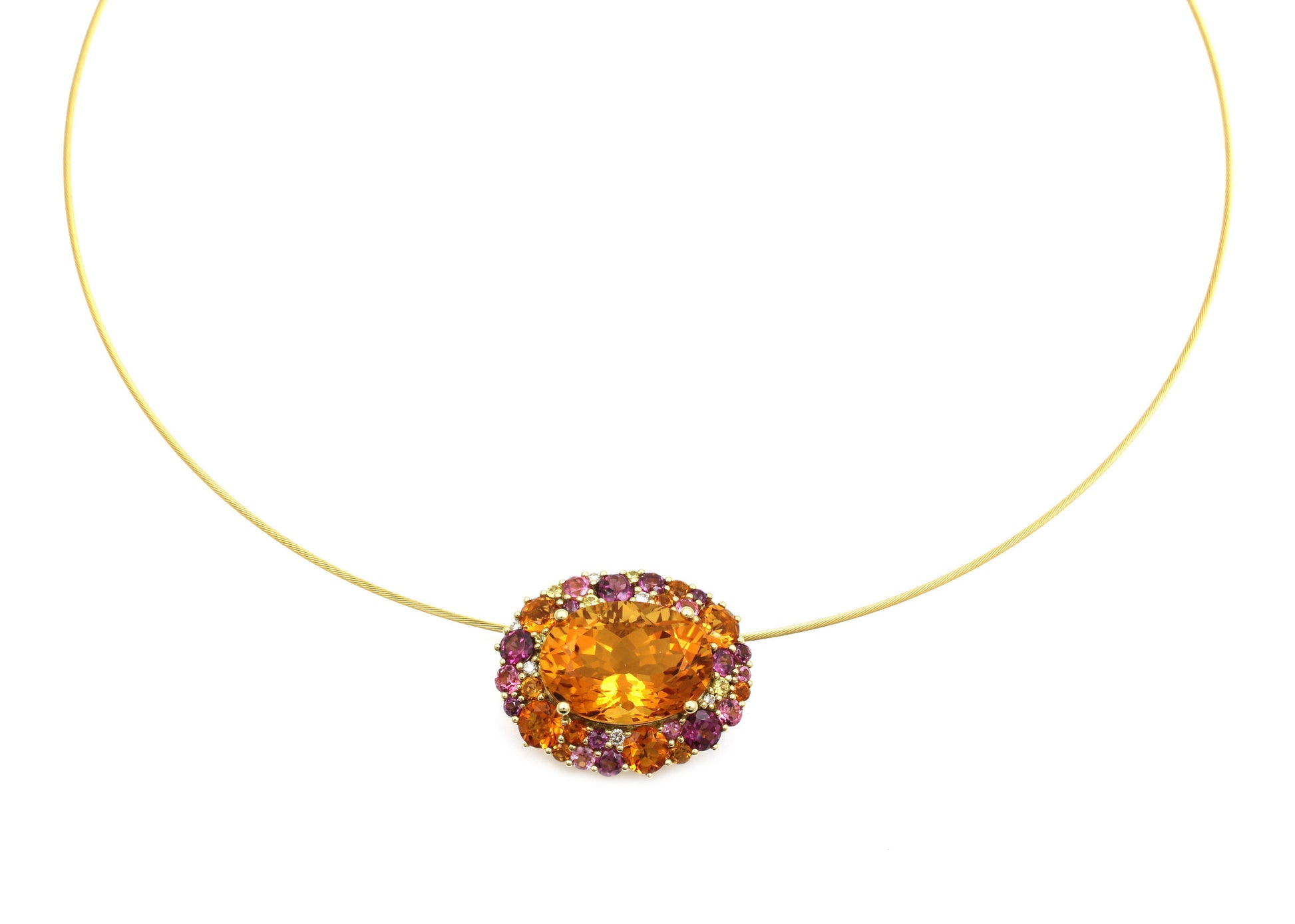Oval Gardenia Pendant On Wire-jewelry-Cherie Dori-Sorrel Sky Gallery