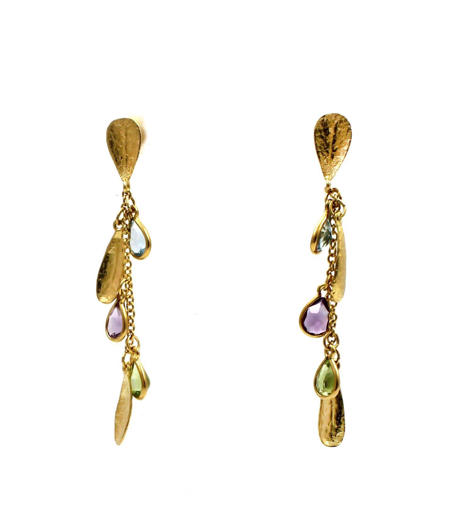 Textured Leaf Drop Earrings-jewelry-Cherie Dori-Sorrel Sky Gallery