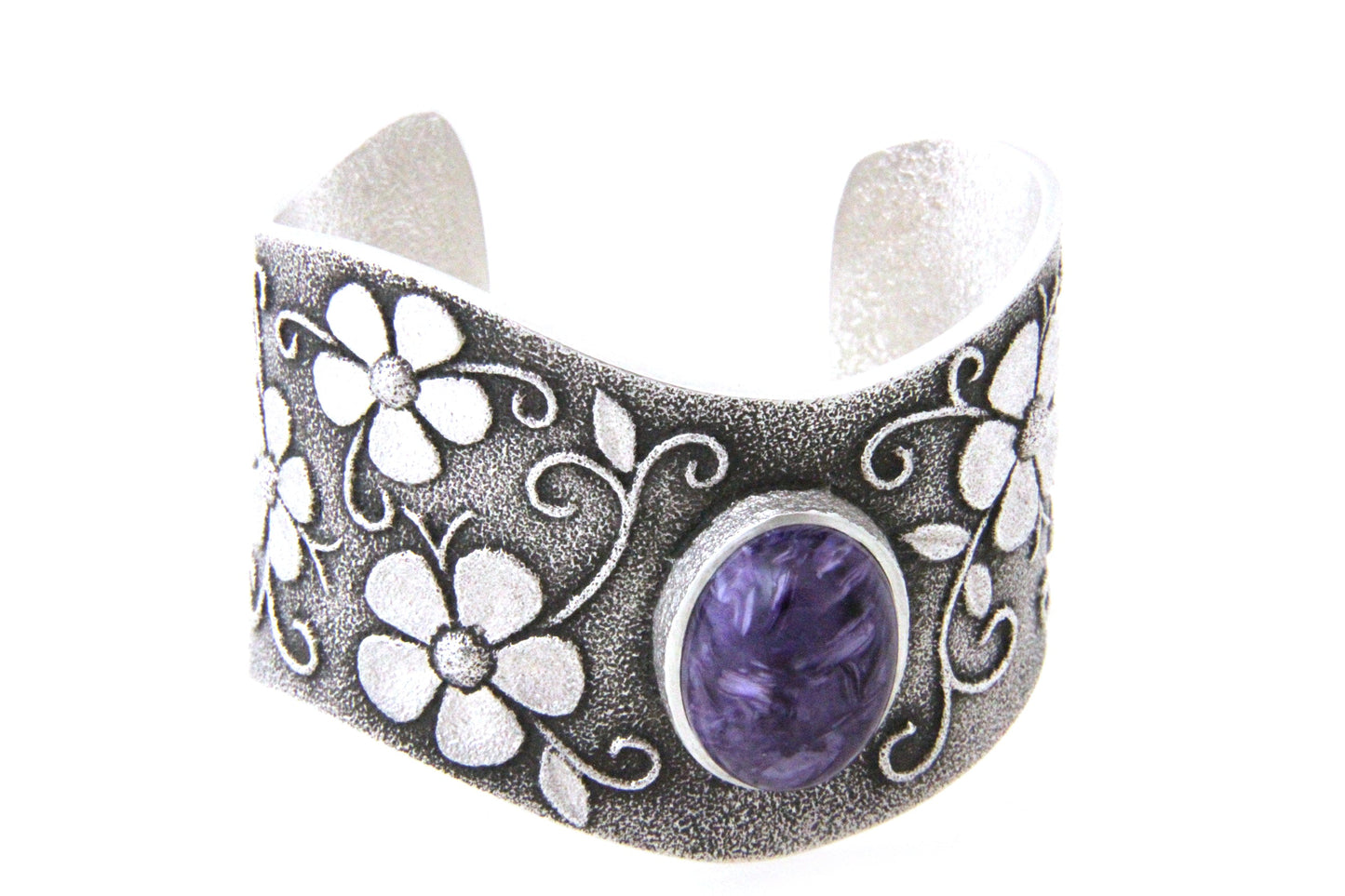 Flower Bracelet with Charoite-Jewelry-Darryl Dean & Rebecca Begay-Sorrel Sky Gallery