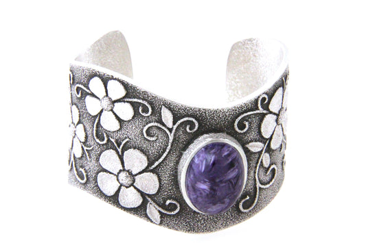 Flower Bracelet with Charoite-Jewelry-Darryl Dean & Rebecca Begay-Sorrel Sky Gallery