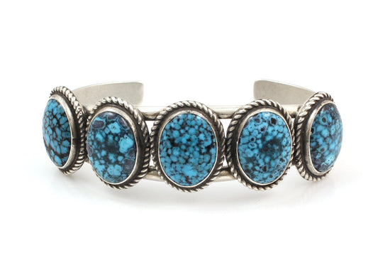 Kingman Turquoise 5 Stone Cuff-Jewelry-Don Lucas-Sorrel Sky Gallery