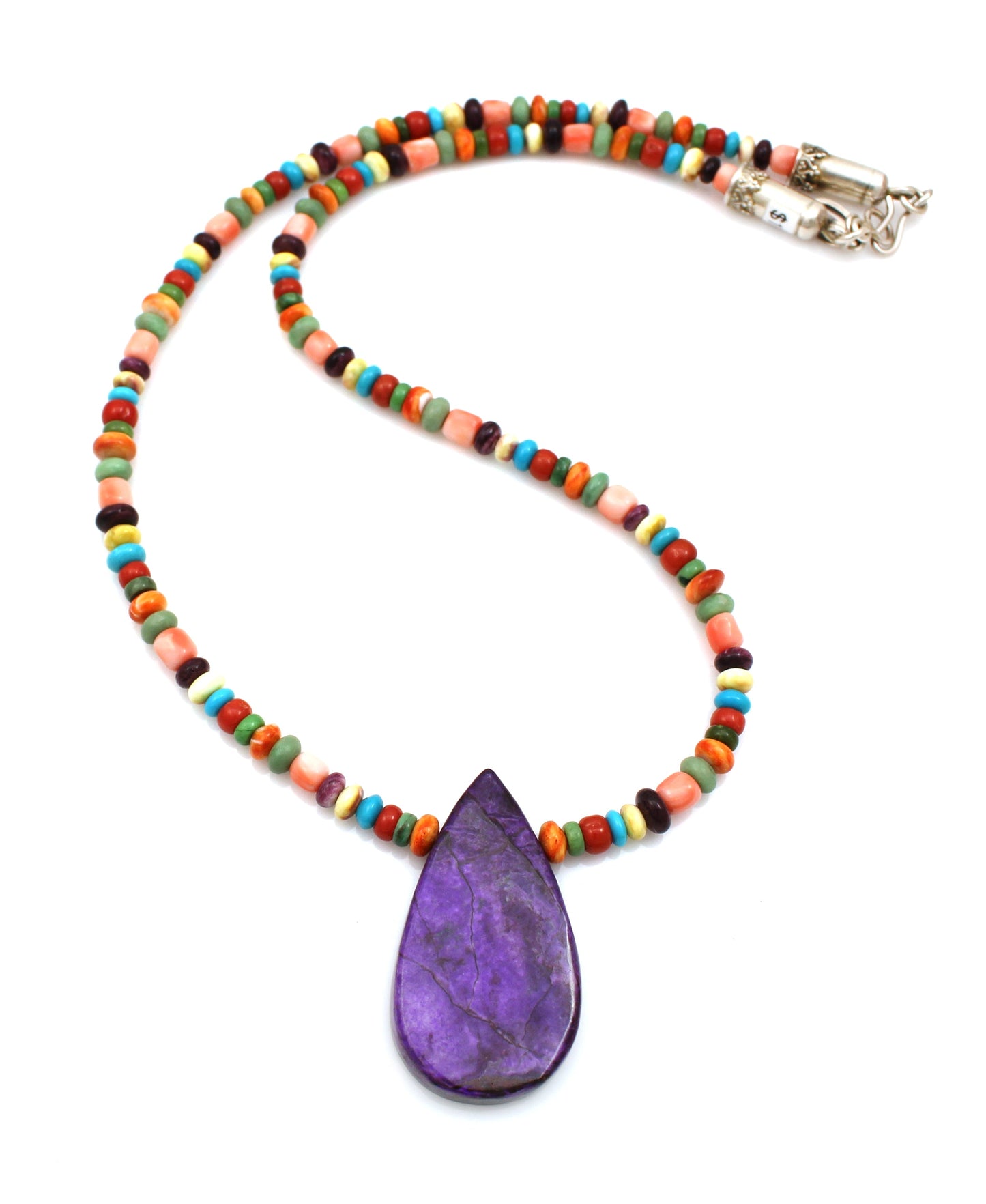 Multi Stone Necklace with Sugilite Teardrop-Jewelry-Don Lucas-Sorrel Sky Gallery