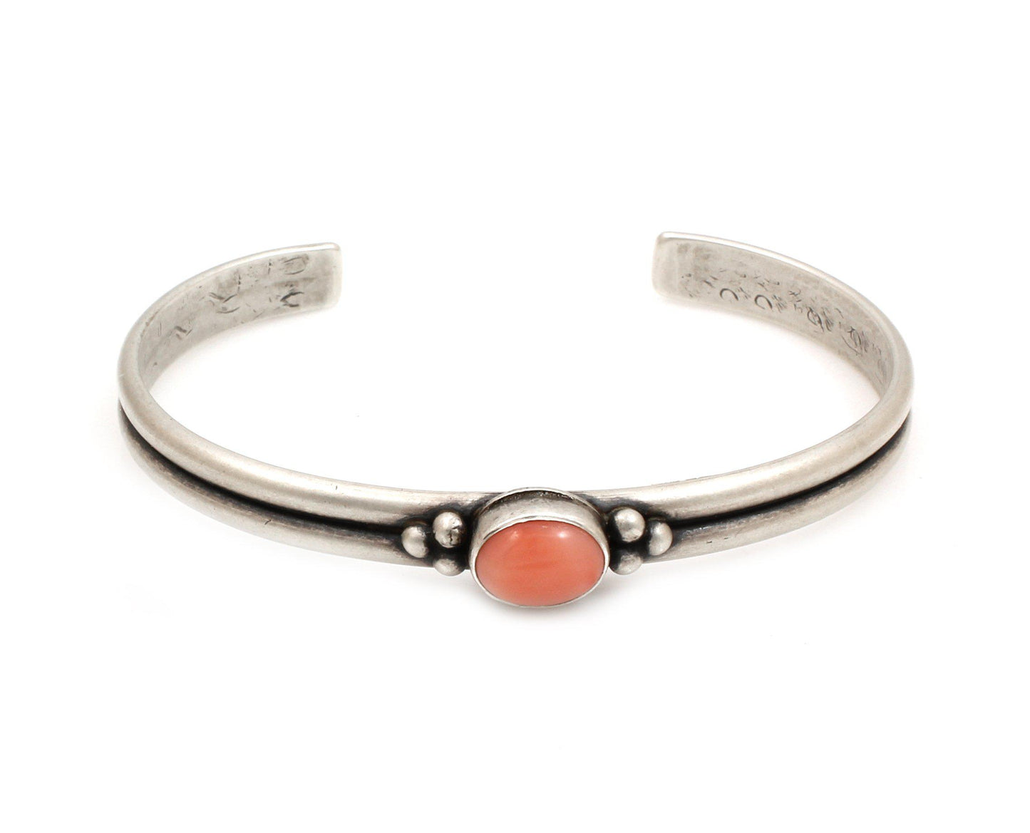 Pink Coral Single Stone Cuff Bracelet-Jewelry-Don Lucas-Sorrel Sky Gallery